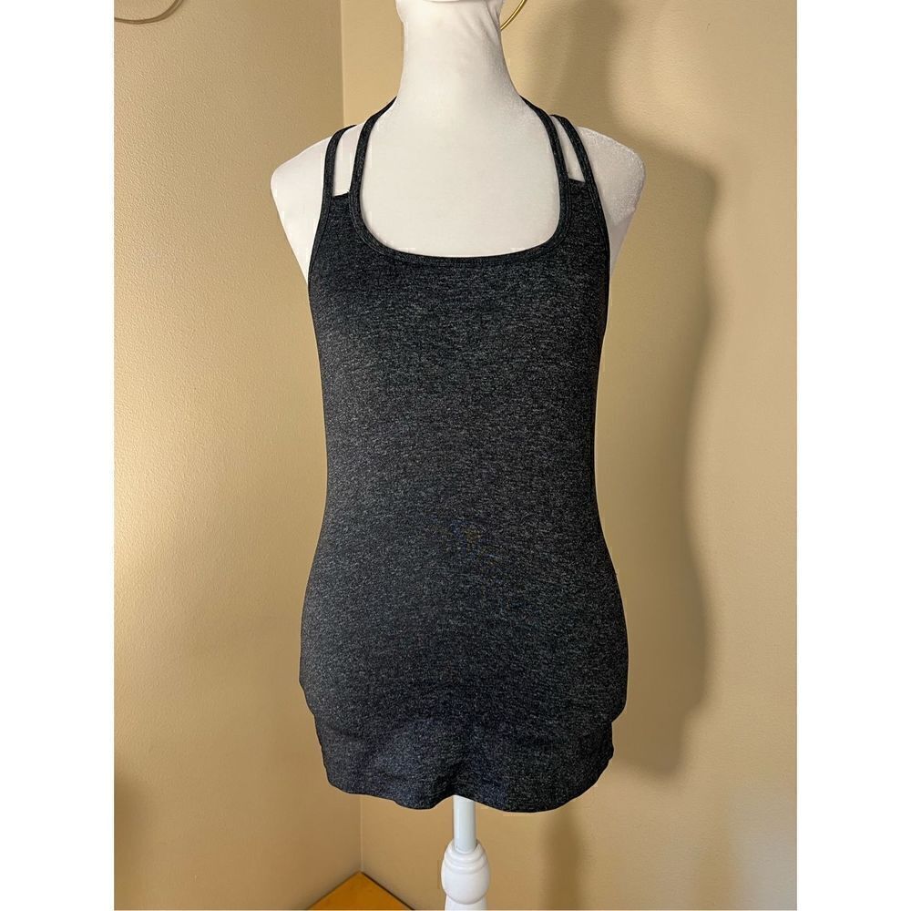 Forever 21 Activewear Heathered Charcoal Gray Strappy Athletic Tank Top XS